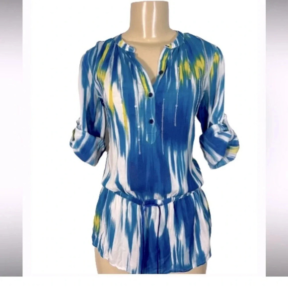 CALVIN KLEIN BLUE MULTICOLOR TOP BLOUSE - Picture 2 of 8